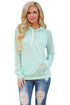 Light Green Lace Accent Kangaroo Pocket Hoodie